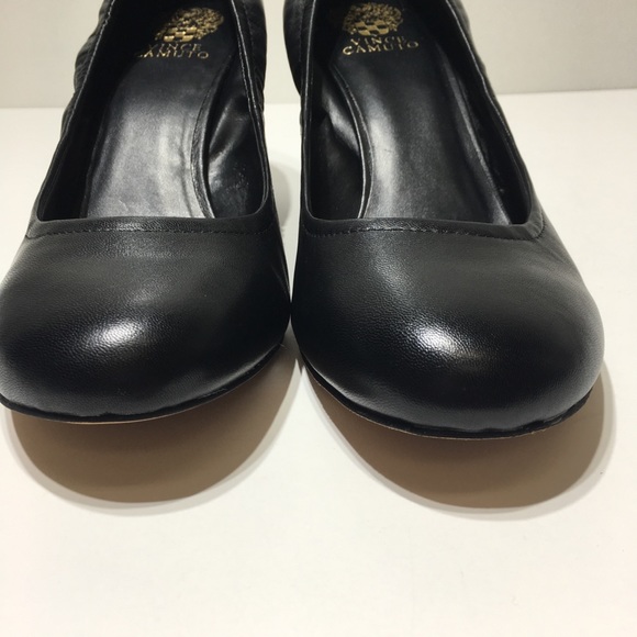 EUC Vince Camuto Black Leather Wedges Size 11.5 - Picture 3 of 8